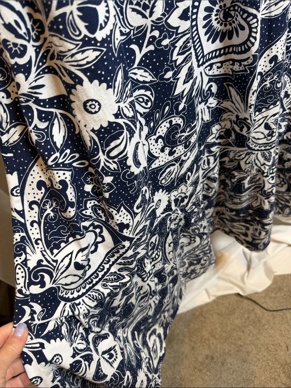 Talbots Navy and White floral print Sleeveless Midi Dress